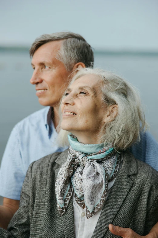 a man and a woman standing next to each other, a portrait, pexels contest winner, silver haired, gazing off into the horizon, nadezhda tikhomirova, 15081959 21121991 01012000 4k