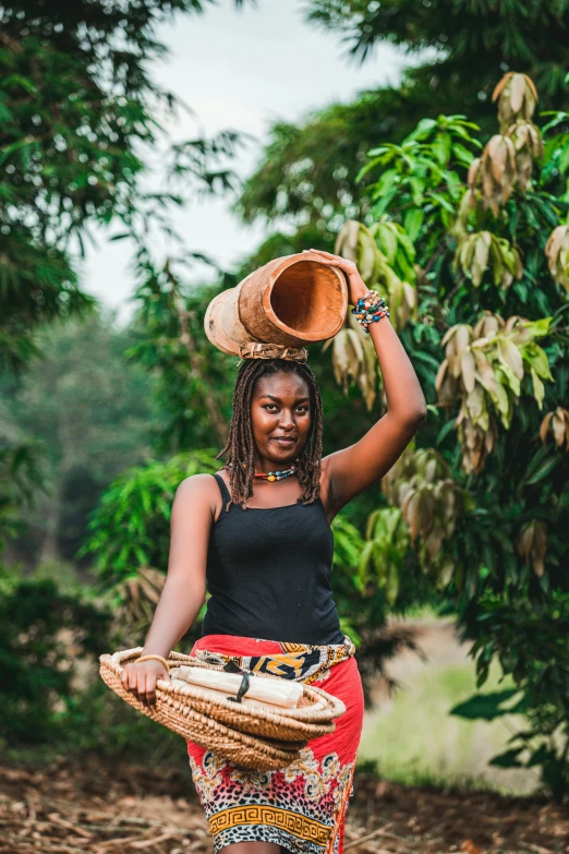 a woman carrying a basket on her head, pexels contest winner, celebration of coffee products, wakanda, press shot, avatar image