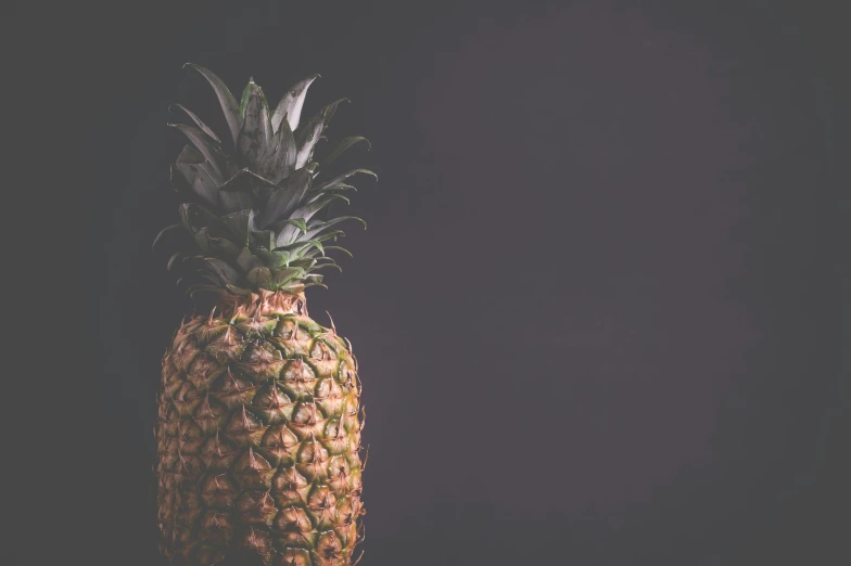 a pineapple sitting on top of a table, unsplash, black backdrop, background image, vintage photo, 5 feet away