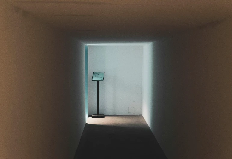 a light at the end of a tunnel, a minimalist painting, inspired by Elsa Bleda, pexels contest winner, floor lamps, an escape room in a small, on display in a museum, vito acconci