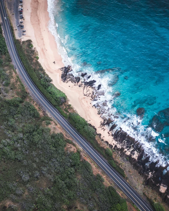 an aerial view of a road next to the ocean, hawaii beach, australian beach, instagram photo, thumbnail