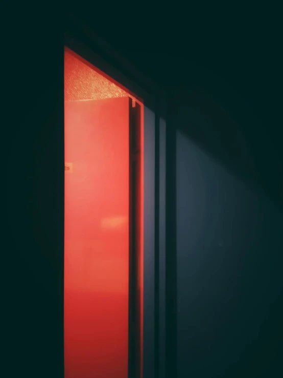 a red door in a dark room, inspired by Elsa Bleda, postminimalism, gradient light red, instagram post, red blue, multiple stories