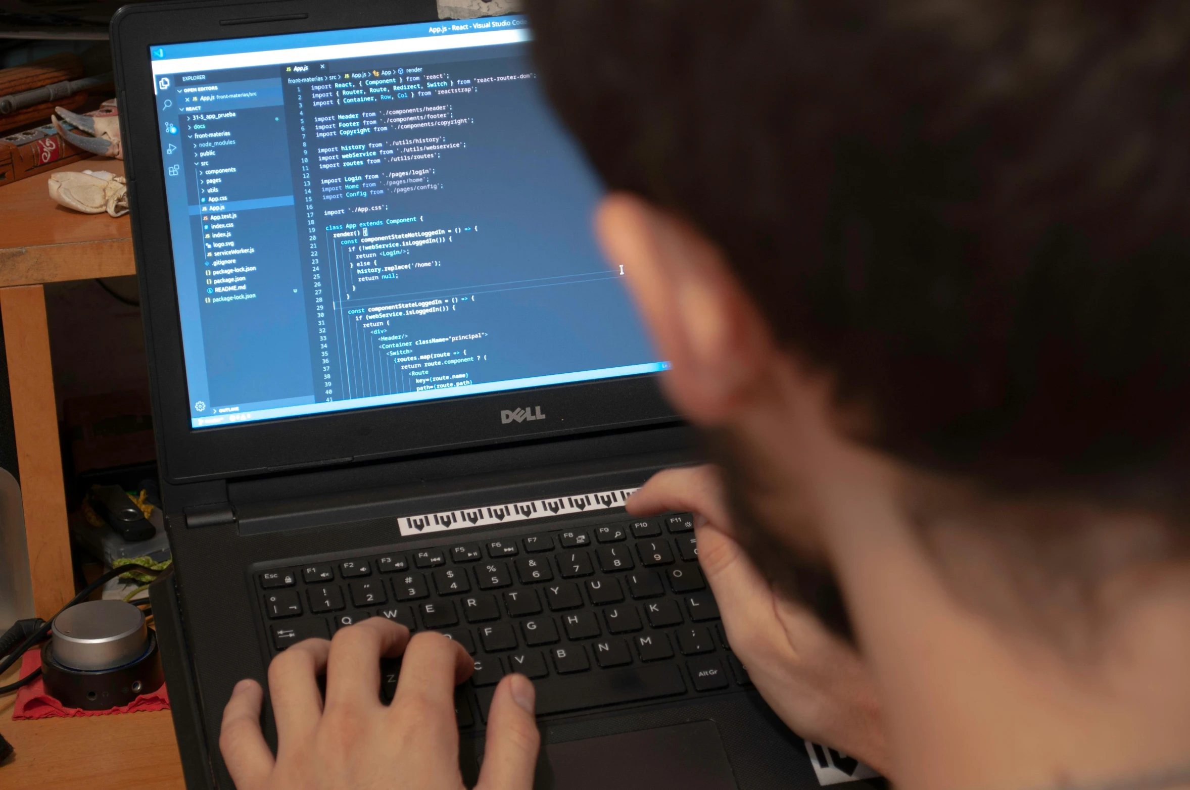 a close up of a person typing on a laptop, a computer rendering, pexels, hacking into the mainframe, angular features, avatar image, lachlan bailey