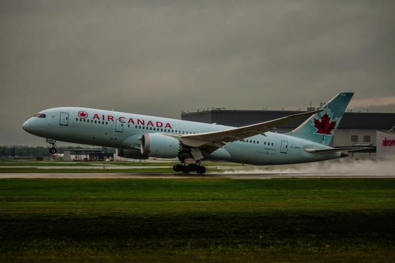 a large jetliner sitting on top of an airport runway, a portrait, by Raymond Normand, pexels contest winner, canada, avatar image, panning shot, profile picture