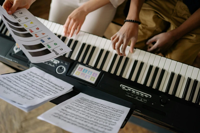 a close up of a person playing a piano