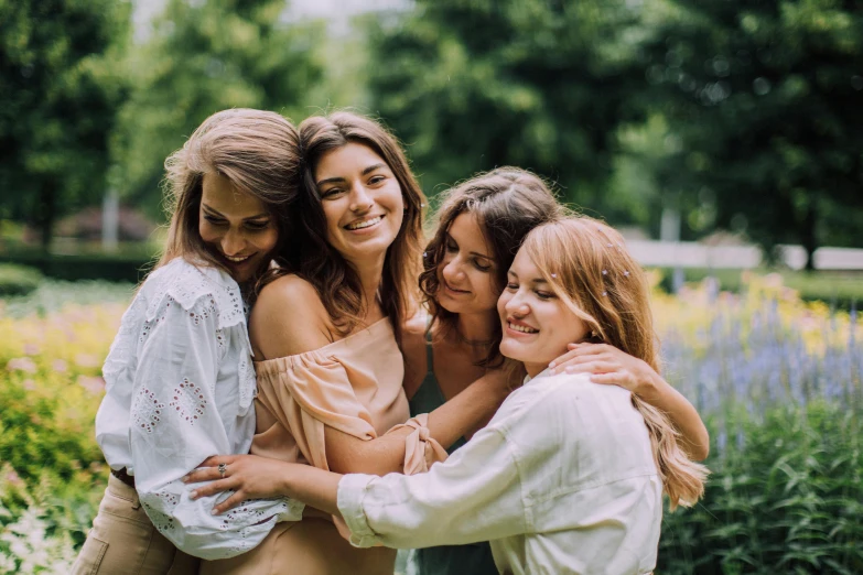 a group of women standing next to each other, by Emma Andijewska, pexels contest winner, happening, arm around her neck, happy girl, 15081959 21121991 01012000 4k, instagram post