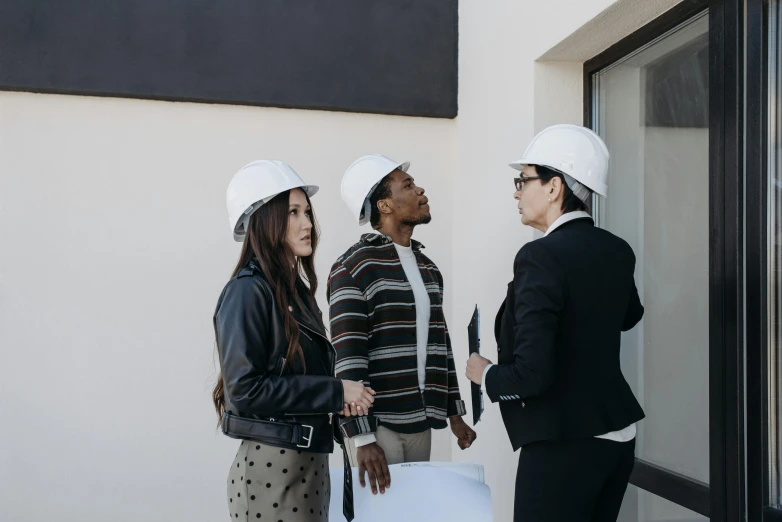 a group of people standing in front of a building, developers, profile image, thumbnail, high quality image