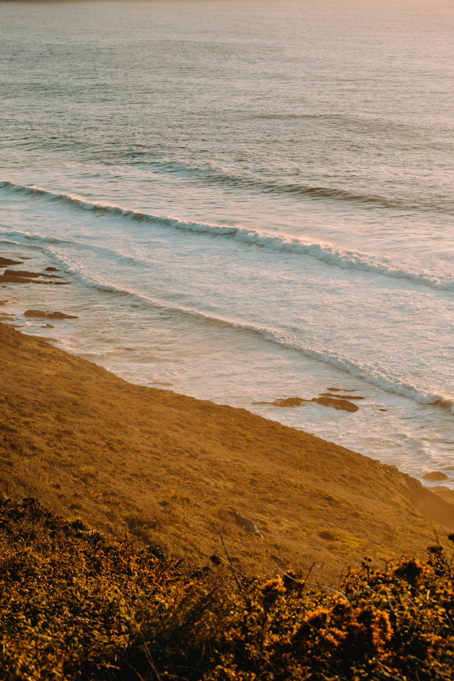 a man riding a surfboard on top of a sandy beach, inspired by Elsa Bleda, trending on unsplash, renaissance, shiny layered geological strata, azores, brown water, late summer evening