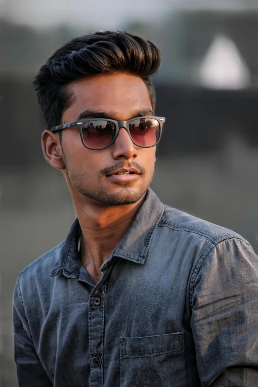 a close up of a person wearing sunglasses, by Max Dauthendey, wearing casual clothes, bangladesh, casual pose, high quality upload