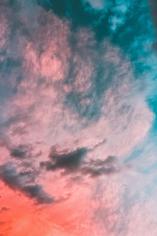 a red and blue sky with some clouds, pexels contest winner, aestheticism, pink white turquoise, cool colors, nebula sky