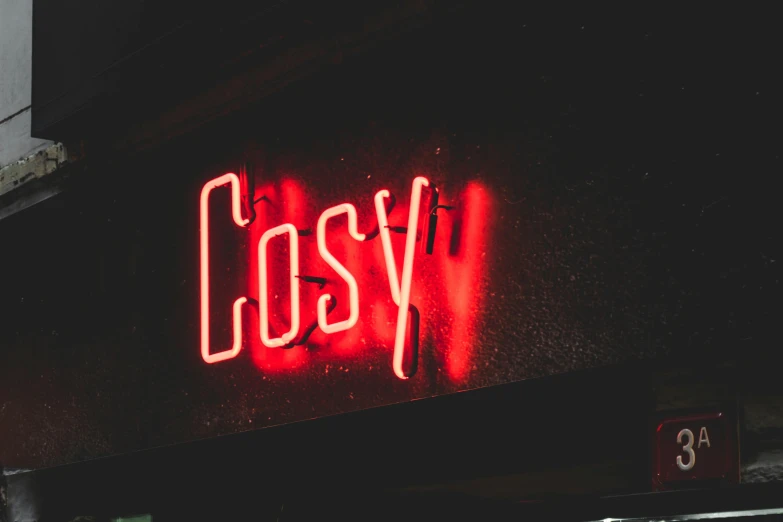 a close up of a neon sign on a building, by Carey Morris, unsplash contest winner, cozy dark 1920s speakeasy bar, art in the style of joshy sly, soft grey and red natural light, cozy wallpaper