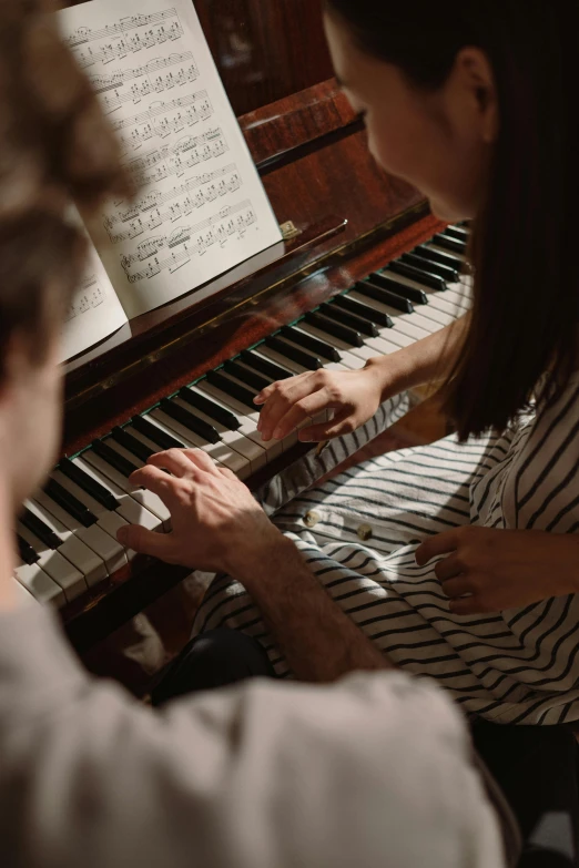 a man and a woman playing a piano, by Daniel Seghers, pexels, multiple stories, premium quality, low, uploaded