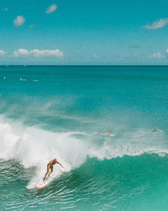 a woman riding a wave on top of a surfboard, pexels contest winner, renaissance, waikiki beach, thumbnail, best photo, puerto rico