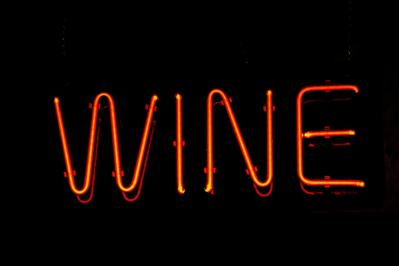 a neon wine sign lit up in the dark, by David Eugene Henry, 000 — википедия, high resolution image, wine label, wikimedia