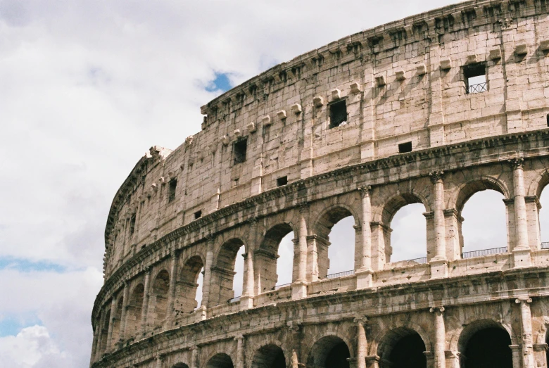 a group of people standing in front of the colossion, pexels contest winner, neoclassicism, colosseum, profile image, 🚿🗝📝