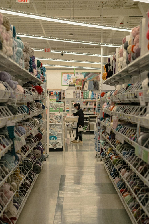 a store aisle filled with lots of stuffed animals, a picture, by Robbie Trevino, process art, people shopping, yarn, at dawn, at target