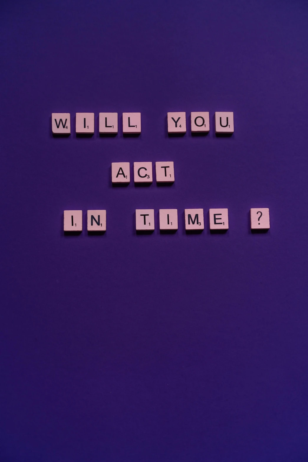 a sign that says will you age in time?, by artist, pexels contest winner, ((purple)), action game, 256x256, acting