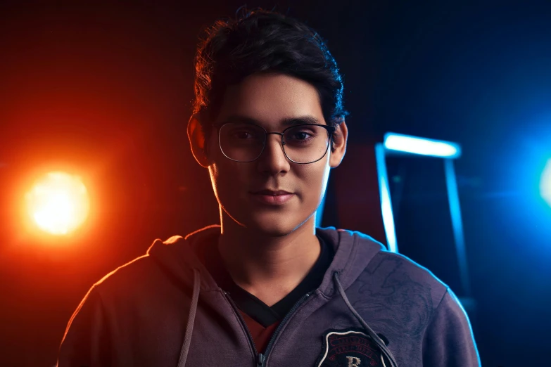 a close up of a person wearing glasses, a character portrait, reddit, shroud, with professional lighting, fully body photo, rb6s)