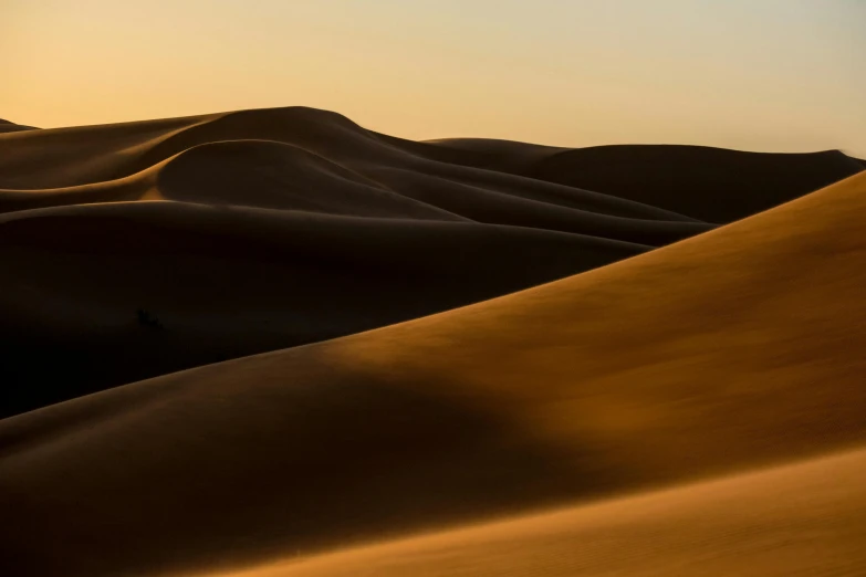 the sun is setting over the sand dunes, by Peter Churcher, unsplash contest winner, middle eastern details, fan favorite, ochre, soft light - n 9