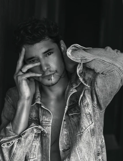 a black and white photo of a man smoking a cigarette, a black and white photo, by Cosmo Alexander, pexels contest winner, photorealism, mid-shot of a hunky, asher duran, ayan nag, non binary model