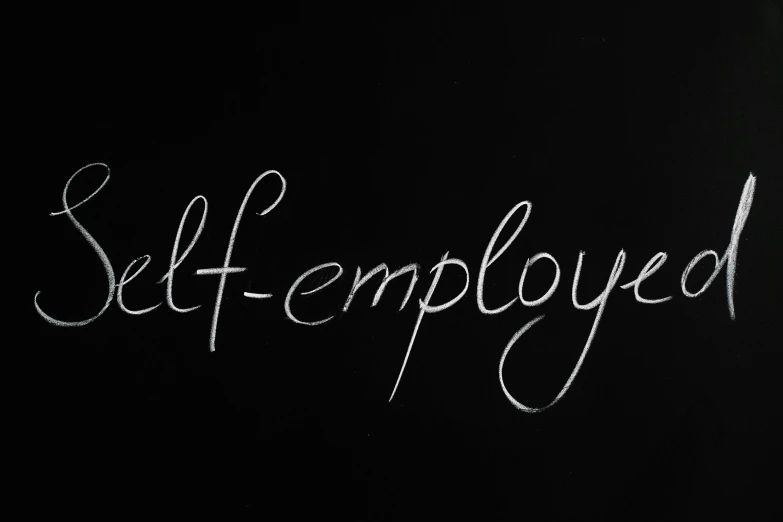 the word self - employed written in chalk on a blackboard, an engraving, by Emma Andijewska, pixabay, corporate animation style, background image, workers, 0