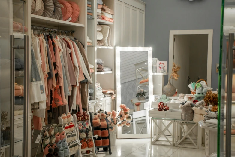 a room filled with lots of stuffed animals, pexels contest winner, elegant futuristic wardrobe, cottagecore!! fitness body, the store, profile image