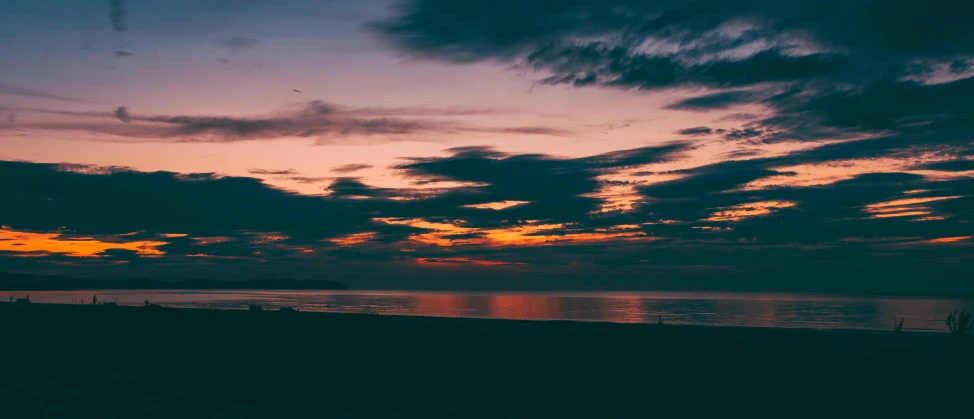 a large body of water under a cloudy sky, pexels contest winner, romanticism, beach sunset background, goodnight, lo-fi, instagram post