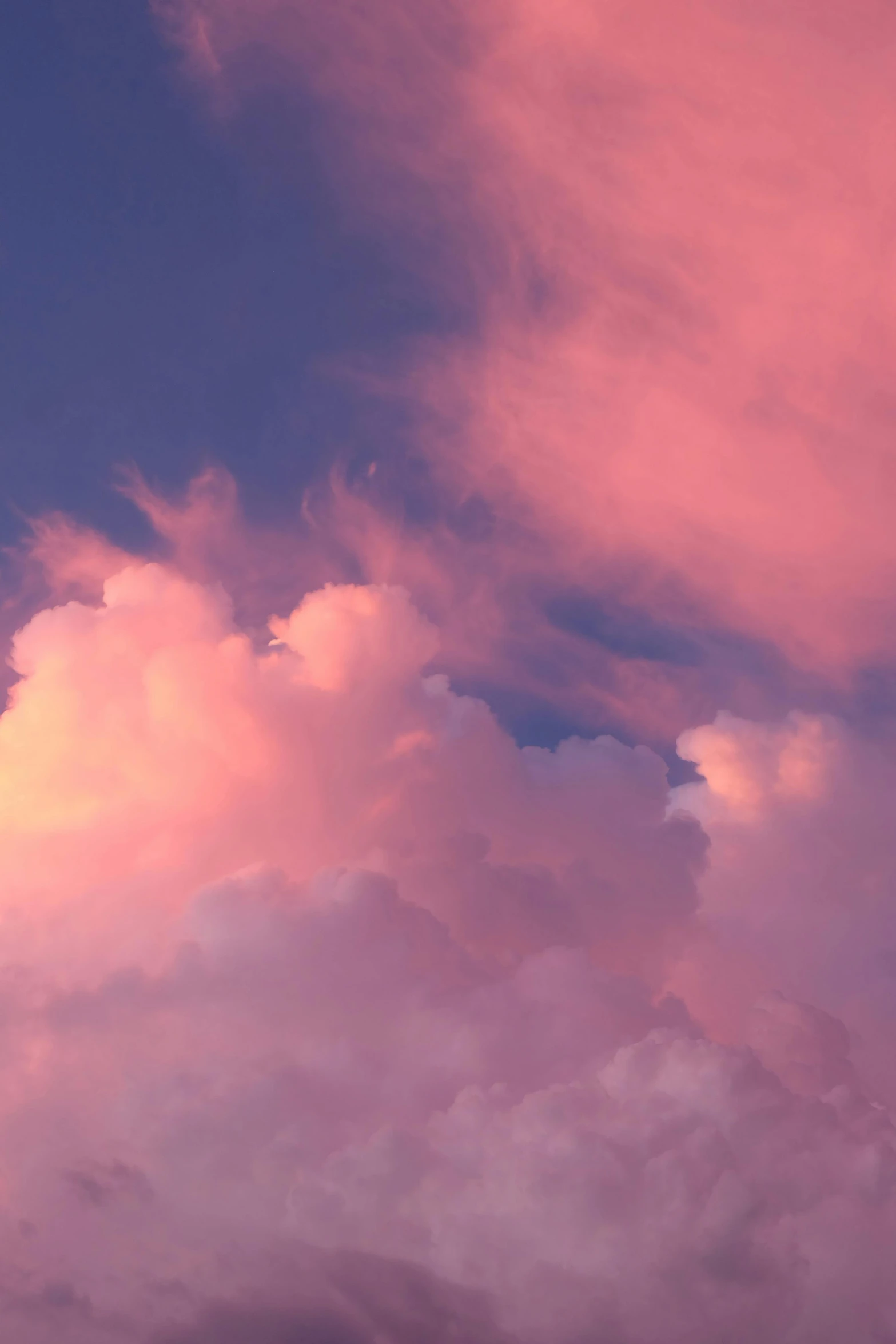 there is a plane that is flying in the sky, unsplash, romanticism, pink tinged heavenly clouds, major arcana sky, ((pink)), cumulus