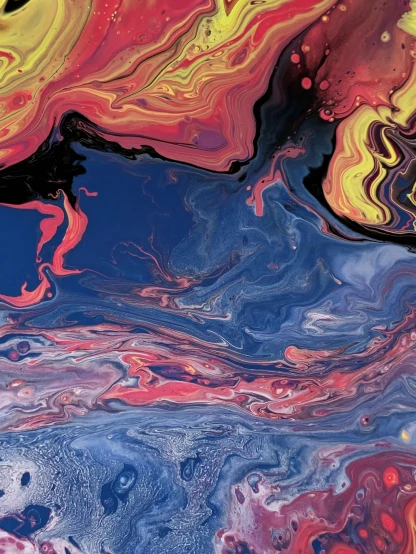 a close up of a liquid painting on a surface, inspired by Yanjun Cheng, trending on unsplash, album cover, an ai generated image, ilustration, turbulence