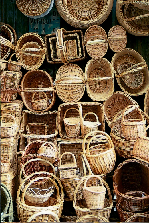 a bunch of baskets stacked on top of each other, an album cover, flickr, rectangle, european, no crop, about