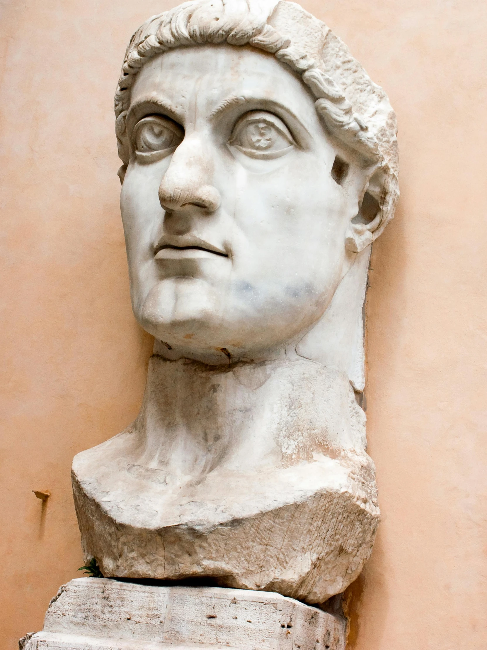 a close up of a statue of a man, aquiline facial features, promo image, portrait of a handsome, on a large marble wall