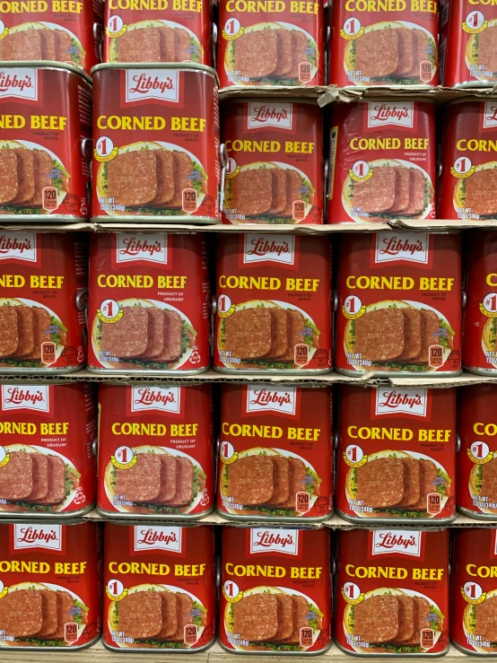 several cans of corned beef stacked on top of each other, unsplash, hyperrealism, israel, liosh, full pallet image