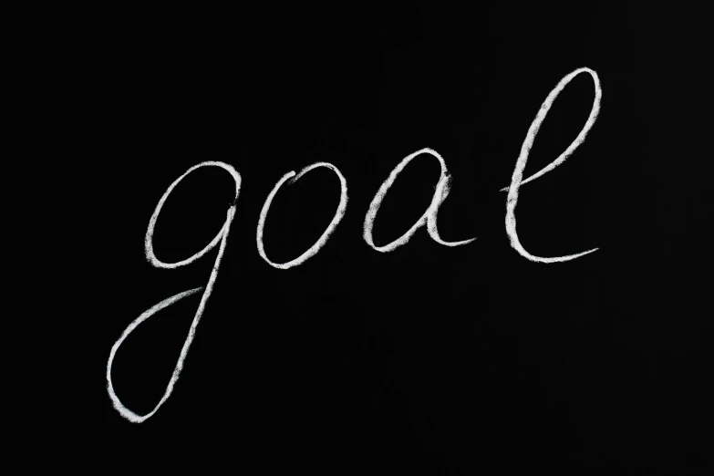 a blackboard with the word goal written on it, a charcoal drawing, pixabay, mundane, hunting, background image, black backdrop