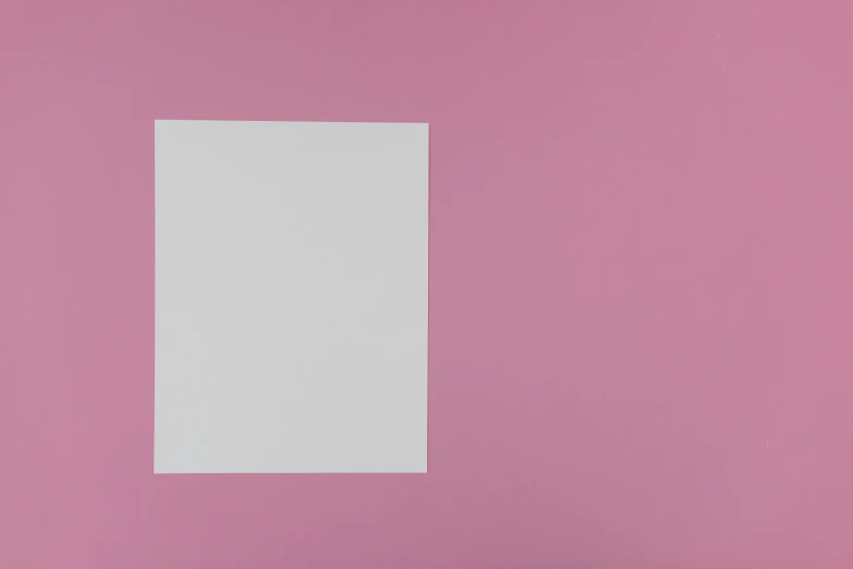 a white sheet of paper hanging on a pink wall, inspired by Barnett Newman, centred in image, 0, square, ( conceptual art )