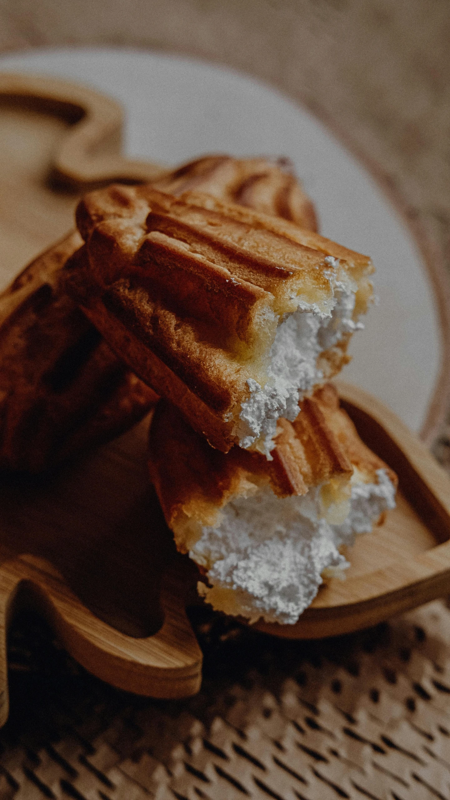 a close up of a plate of food on a table, bakery, garis edelweiss, thumbnail, marshmallow