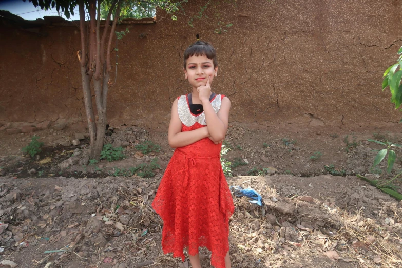 a girl in a red dress talking on a cell phone, by Maryam Hashemi, hurufiyya, taken in 2 0 2 0, on a village, avatar image