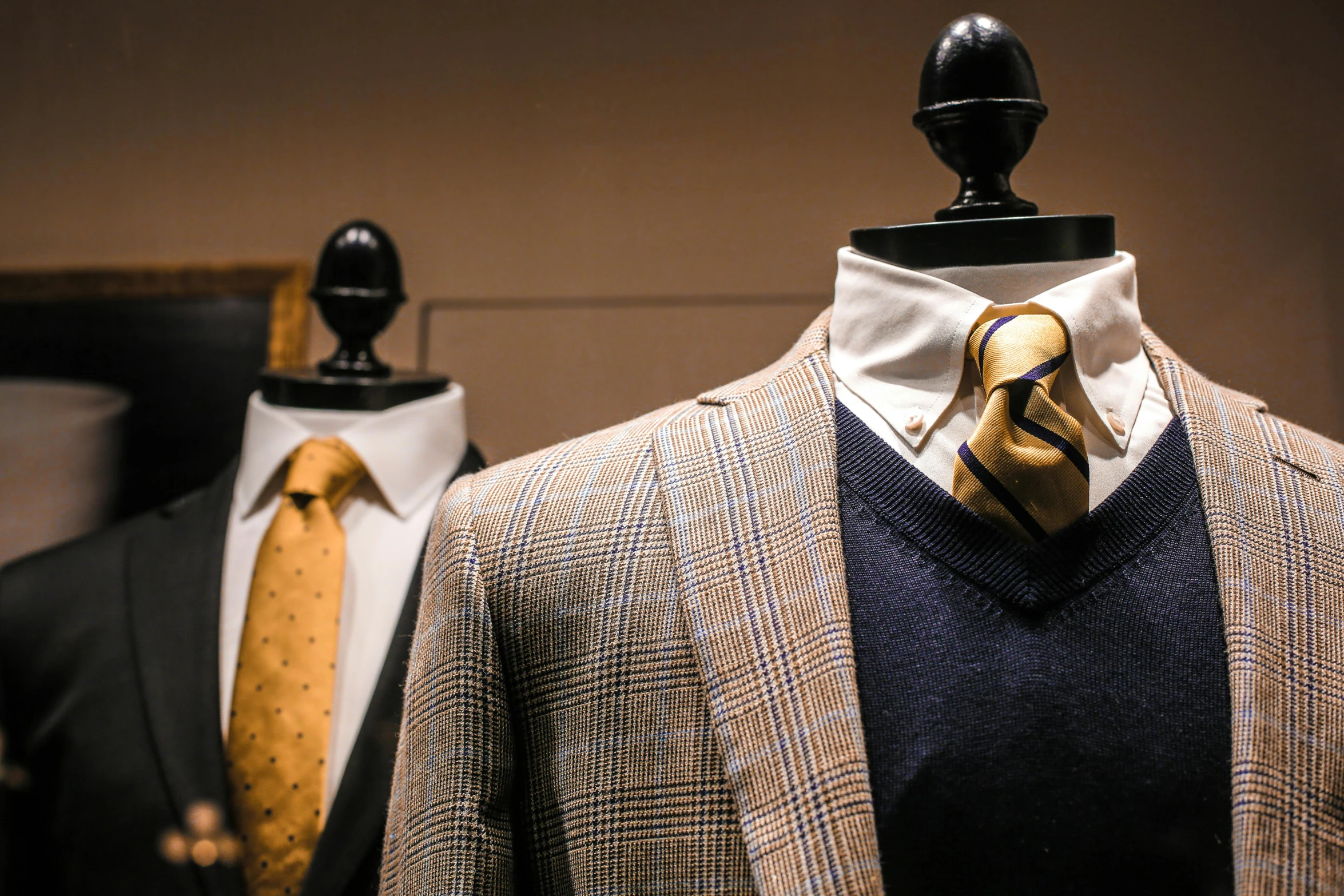 a suit and tie on a mannequin mannequin mannequin mannequin mannequin mannequin mannequin mann, a portrait, trending on unsplash, renaissance, yellow navy teal black and gold, thumbnail, no - text no - logo, wearing a linen shirt