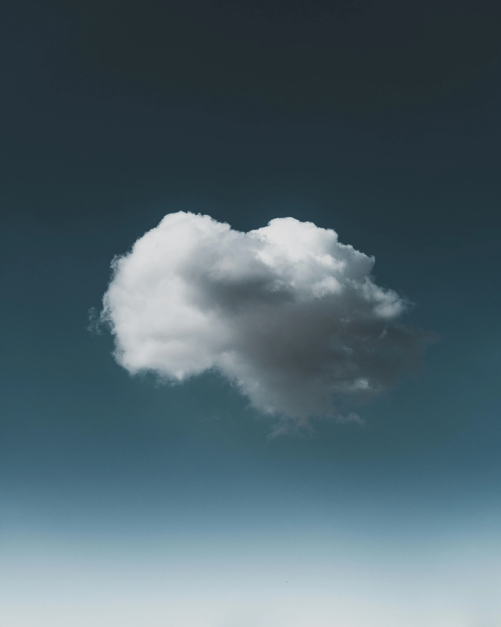 a single cloud floating in the blue sky, inspired by René Magritte, unsplash, sitting in a fluffy cloud, profile image, grey, dry ice