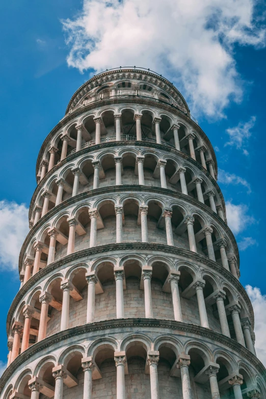 the leaning tower of pisa against a blue sky, pexels contest winner, extremely hyperdetailed, 🚿🗝📝