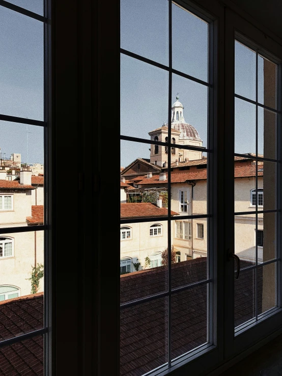 a view of a clock tower through a window, inspired by Giovanni Battista Cipriani, renaissance, skyline showing from the windows, david palladini, slide show, apartment