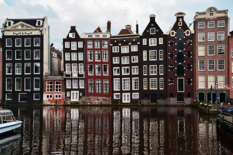 a row of buildings next to a body of water, by Jan Tengnagel, pexels contest winner, renaissance, dutch style, 8k resolution”, rundown buildings, slide show