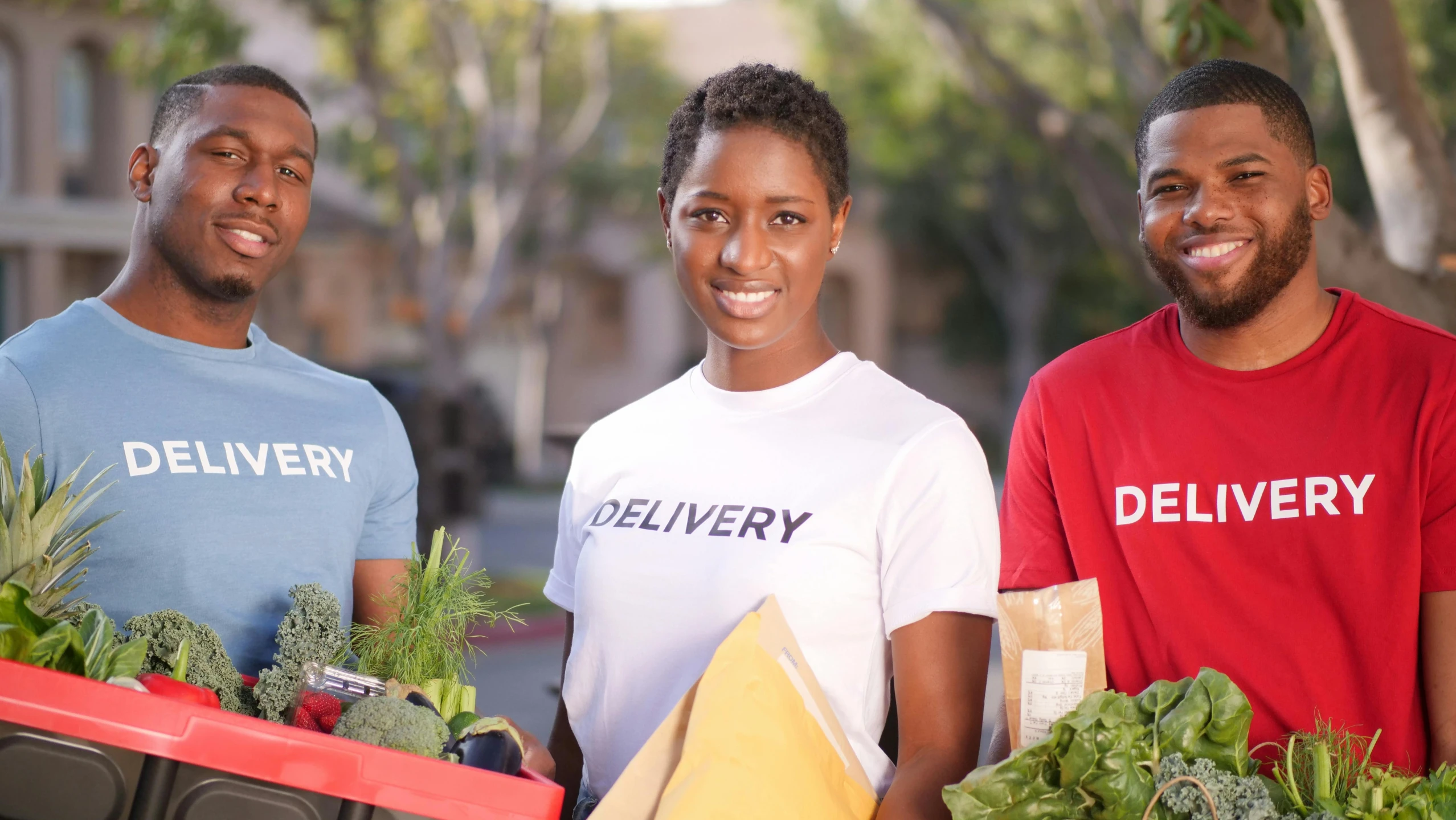 a group of three people standing next to each other, getting groceries, promotional image, mkbhd, portrait image