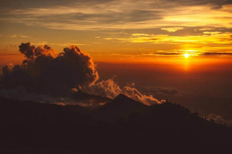 a view of a sunset from the top of a mountain, pexels contest winner, sumatraism, avatar image, yellow clouds, high elevation, instagram photo