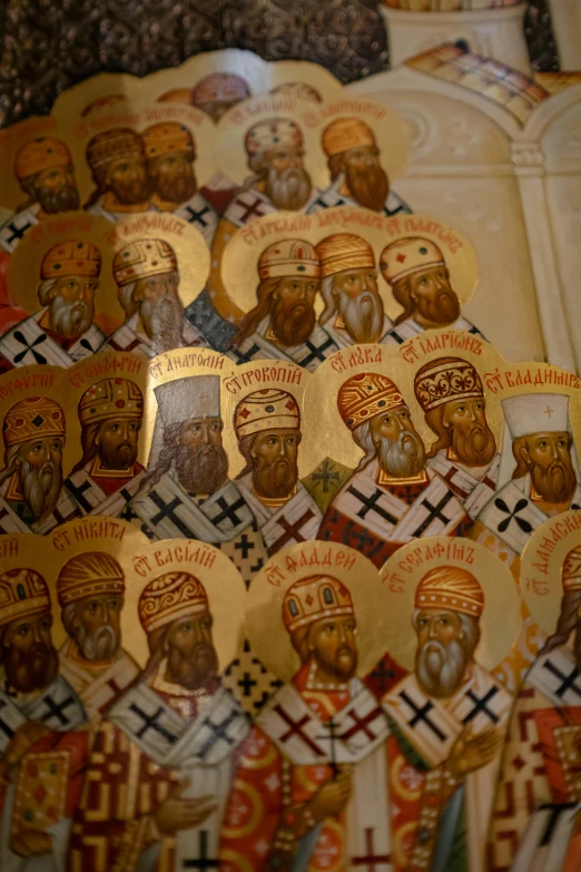 a bunch of stickers sitting on top of a table, by Serhii Vasylkivsky, cloisonnism, in orthodox church, golden face tattoos, thumbnail, clones