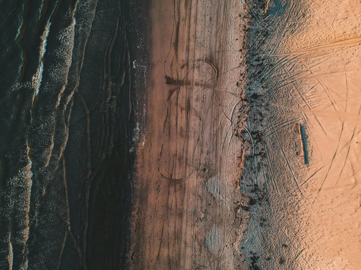 a person riding a surfboard on top of a sandy beach, inspired by Antoni Tàpies, pexels contest winner, land art, tree bark texture, hq 4k phone wallpaper, charred, inhabited initials