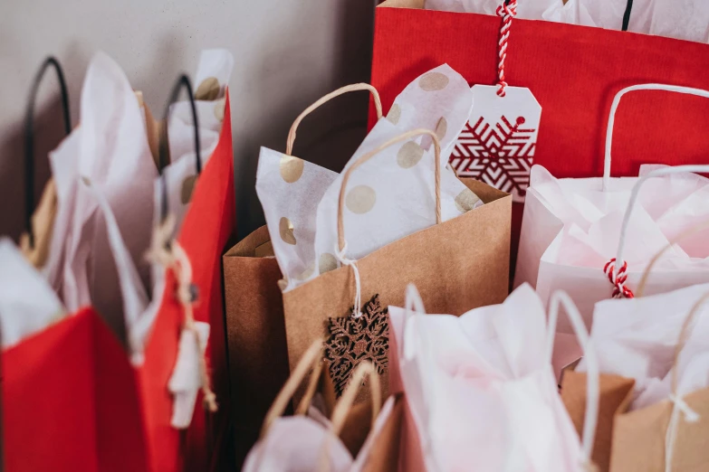 a bunch of bags sitting on top of a table, pexels, festive, thumbnail, profile image, regular sized