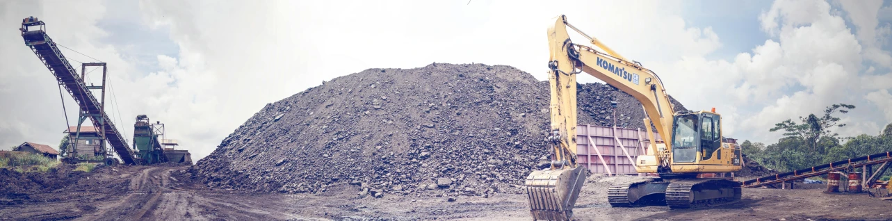 a bulldozer sitting on top of a pile of dirt, pexels, figuration libre, yellow charcoal, panoramic, 💋 💄 👠 👗, government archive photograph