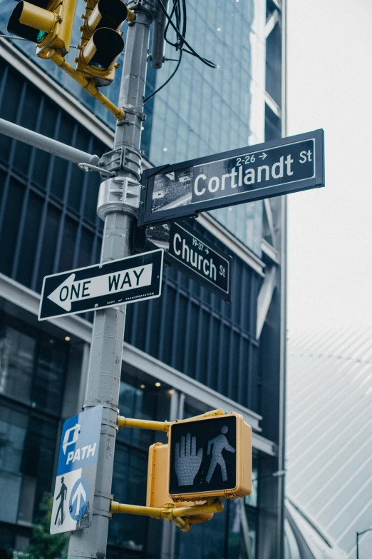 a pole with a bunch of street signs on it, by Constant, trending on unsplash, gotham, corduroy, christian saint, profile image