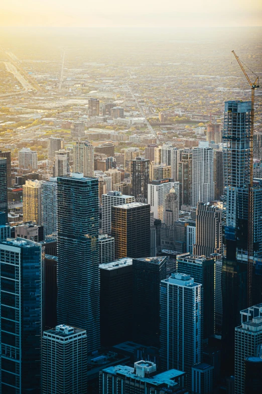 a view of a city from the top of a building, chicago skyline, 2019 trending photo, 8k detail, small buildings