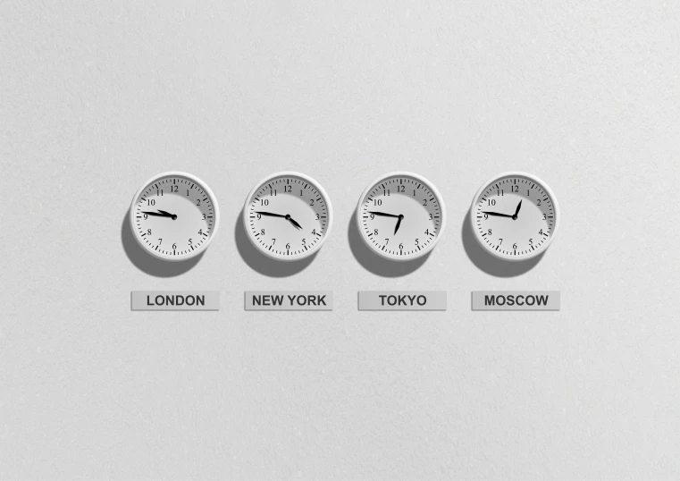 a group of clocks sitting on top of a white wall, trending on pexels, international typographic style, n eddy take a trip to tokyo, 256x256, white grey color palette, continents